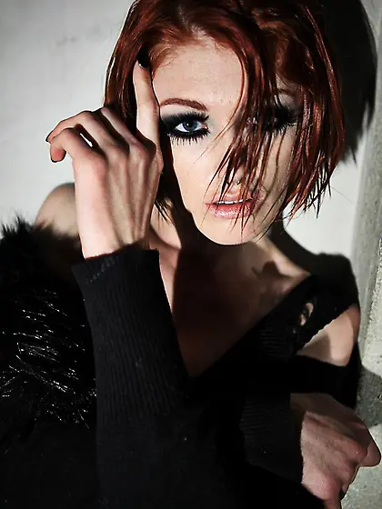 Photographic art model and raunchy redhead Virginia Mae smokes a