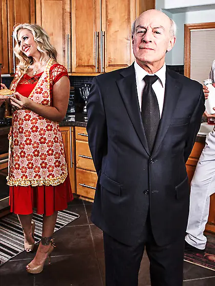 Julia Ann wears the hat of the milkman while riding his cock