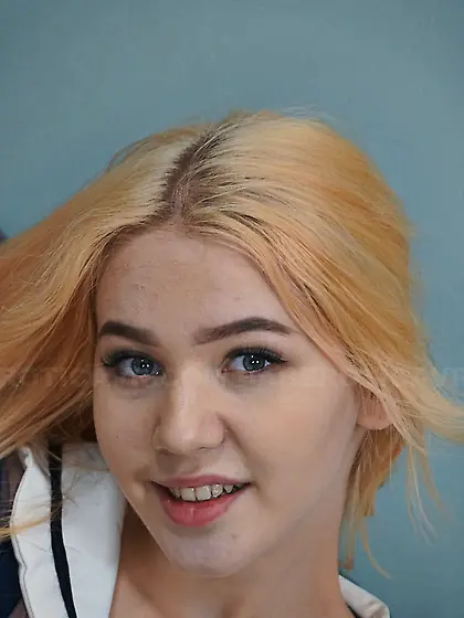 Sexy blonde schoolgirl Dina Soul plays with her sex toys