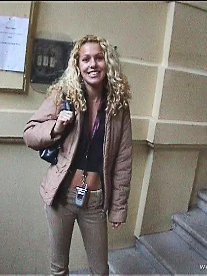 Adorable curly haired Euro chick loves to piss and to suck a lar