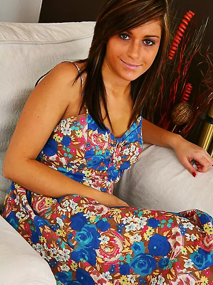 Big tit Keira in beautiful white stockings peels off her multico