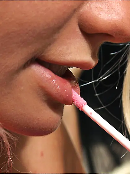 Lustful blonde teen stockings