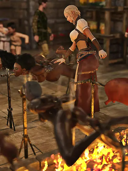 Black girls impaled waiting to be spitroasted