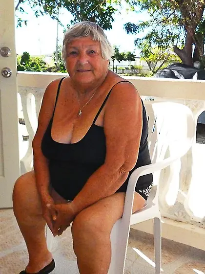 Foxy elderly platinum blonde