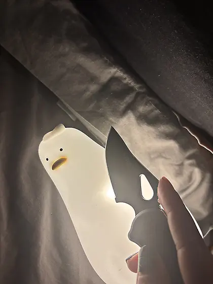 He really lights up when we do knife play