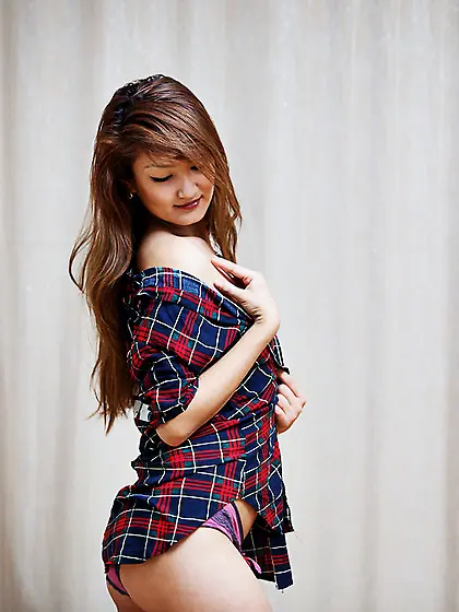 Asian teen brown hair