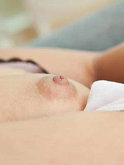 Elegant brunette Tess Nubiles takes off her sexy white lingerie