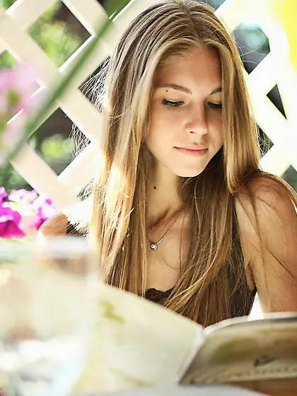 Graceful and beautiful blonde teen Ebbi Nubiles makes love to he