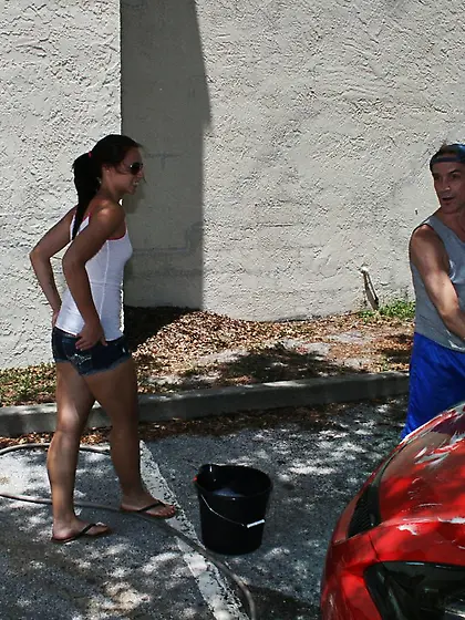 Pony-tailed teen whore jerking