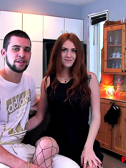 Gorgeous redhead chick in fishnet stockings gets deeply fucked a