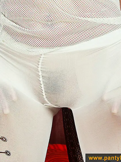 Purple and white pantyhose lesbians do cunnilingus