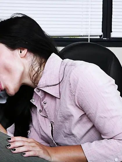 Asian office babe Roxy Jezel in black underwear gets her exotic