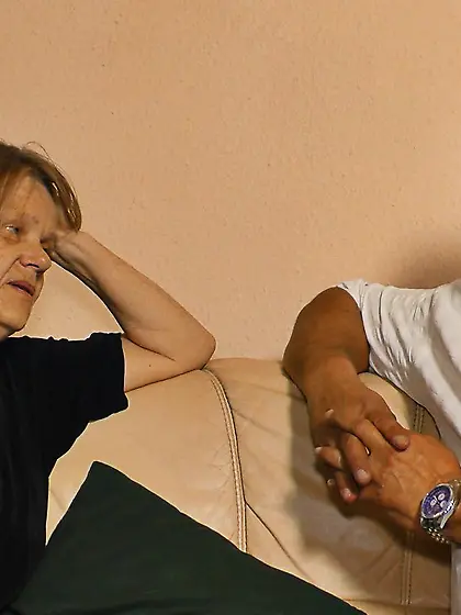 Old bitch teases with her big booty before fucking her hubby