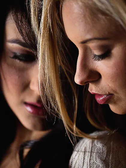 The tongue of kinky Sophia Jade is sliding underneath the panty