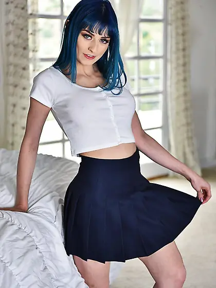 Blue-haired harlot biggest cock