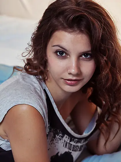 Flat chested close up