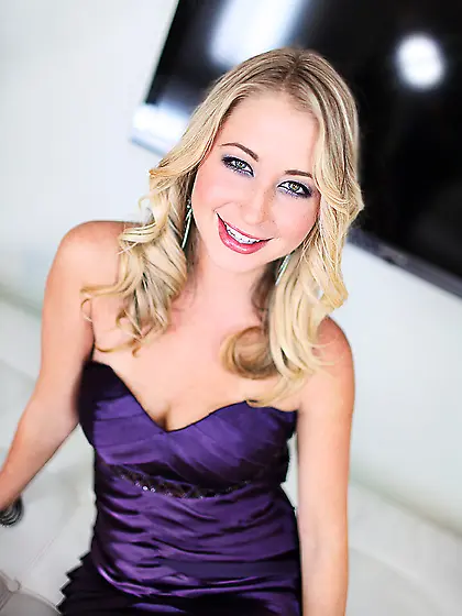 Blonde Casi James plays with dick orally and vaginally until it