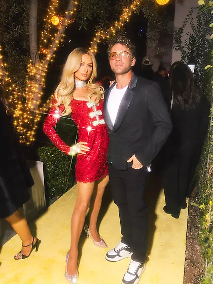 Paris Hilton a red dress