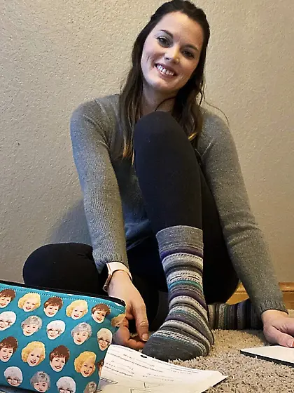 Sockjob Anyone? Cute Brunette MILF Socks