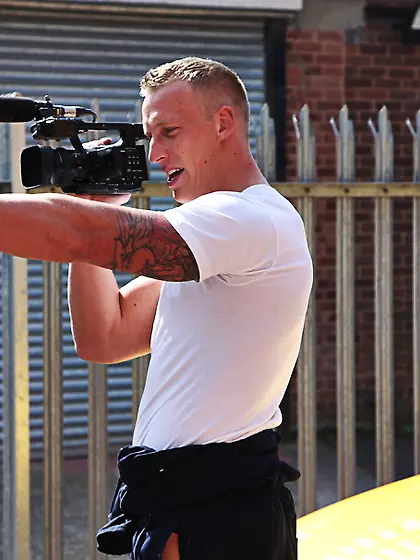 Sexy muscled guy bending