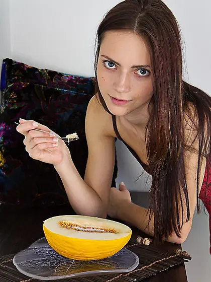 Saucy teen Christel A Lea uncovers small titties and the hot tri