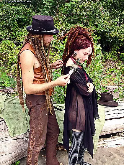 Sexy hippie couple long