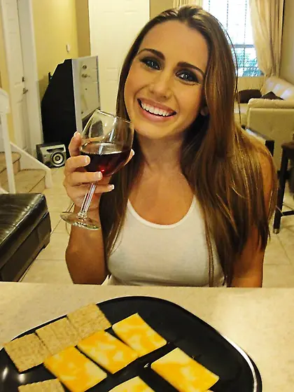 Renna Ryanntakes her clothes in front of the camera and jumps on