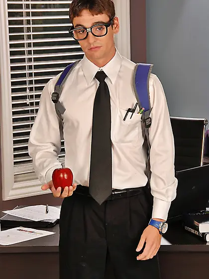 Slutty principal shows a nerdy student what it means to fuck a h