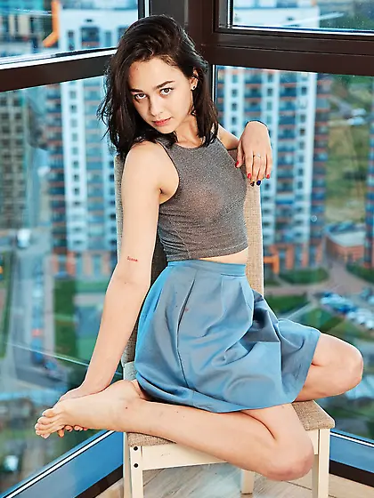 Thin babe with gorgeous breasts is ready to tease and be naughty