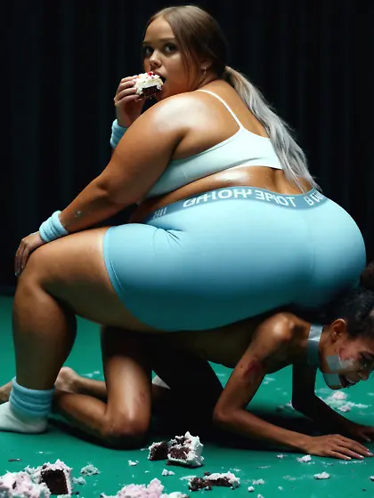 Gluttonous ssbbw sits on nigger