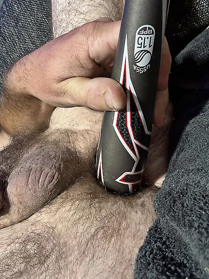 Baseball bat in my man pussy