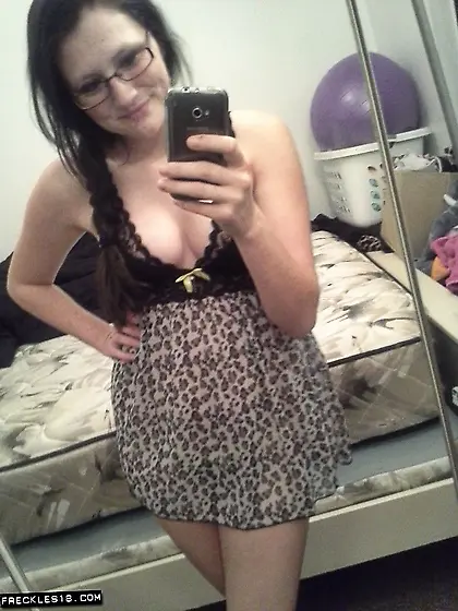 Kinky brunette chick Freckles gets her big boobs bouncing on the