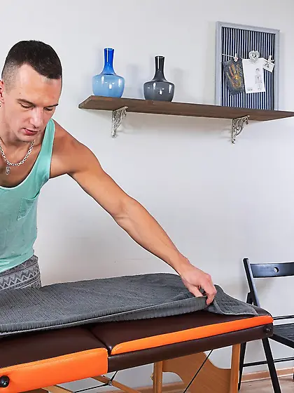 Sexy brunette decides to skip massage and goes straight to sex