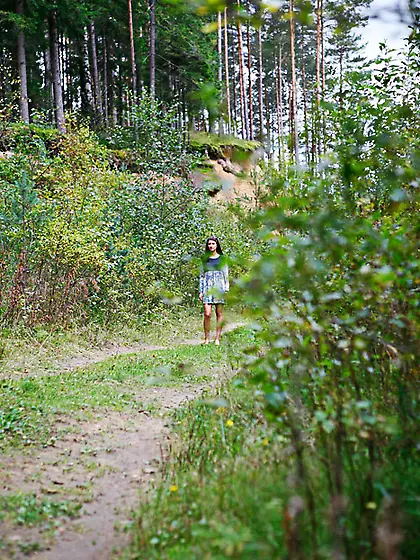 Nasty teen doing water sports in the forest...