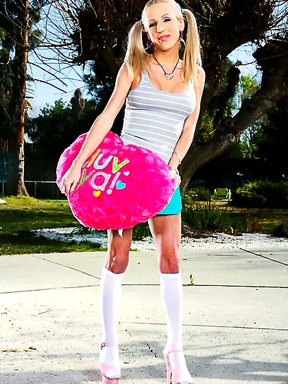 Blue eyed blonde ladyboy