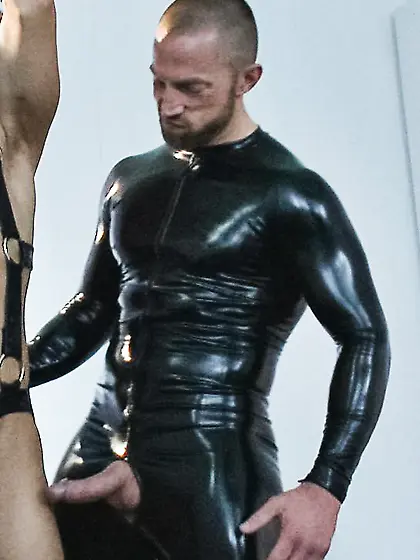 Handsome dude rubber suit