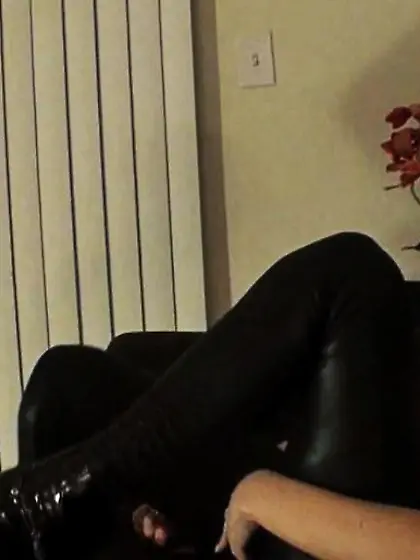 Brunette lady in black boots dominated her...