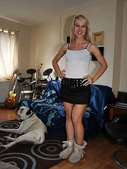 Stunning blonde strips white