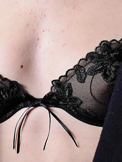 Stockings-clad office hottie answers the phone while posing nake