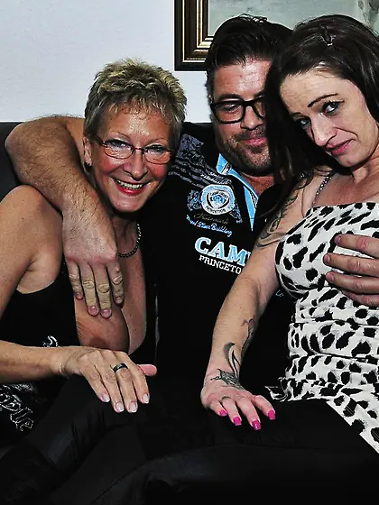 Horny German mature women enjoy a hard cock and wet pussy in an