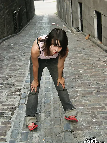 Playful Ariel Rebel explores the streets of the city and satisfi