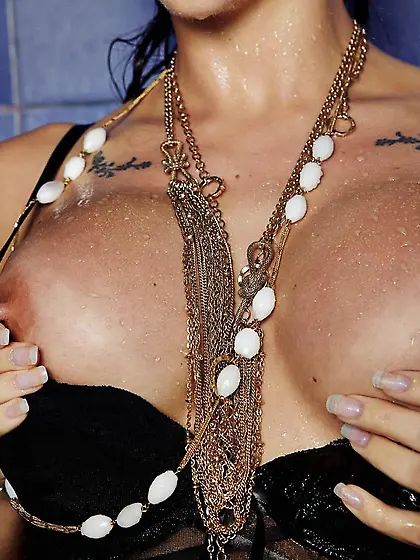 Chanel Preston is getting naked under the shower and she is very