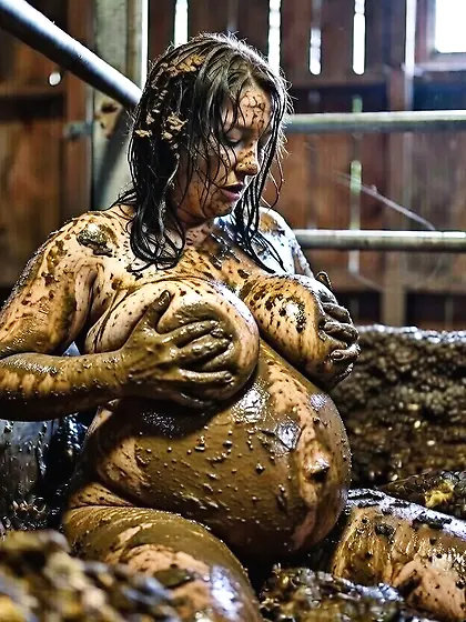 Busty pregnant MILF loves manure