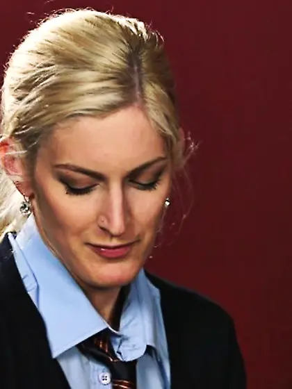 Lovely school girl pulls