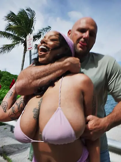 Saggy-titted ebony Advoree gets fucked inside and outside the ho