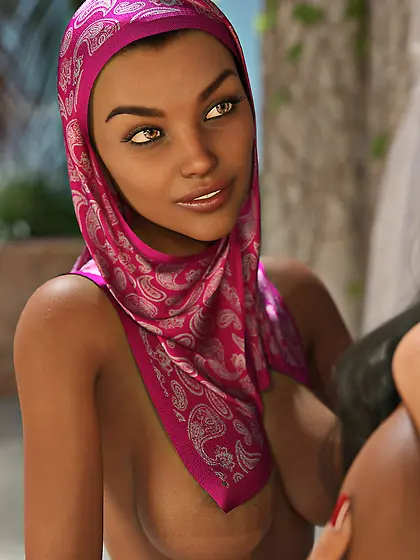 Muslim girls have fun with an Indian slave girl