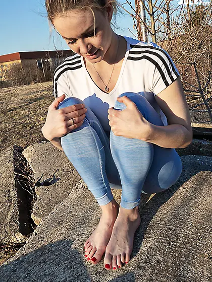 Jogging feet and white socks tease
