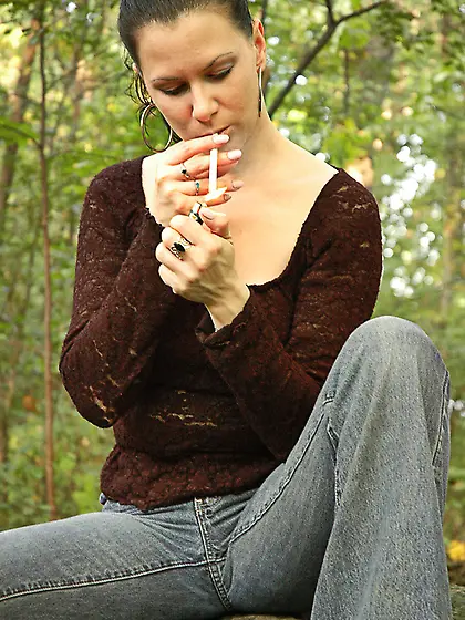 Brunette black sweater takes