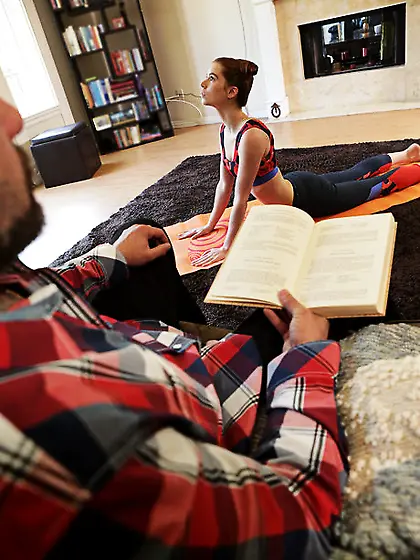 Horny bearded stepdad sticks his erect cock into daughter's mout