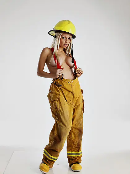 Firefighter blonde gets banged brutally, this sex is on fire